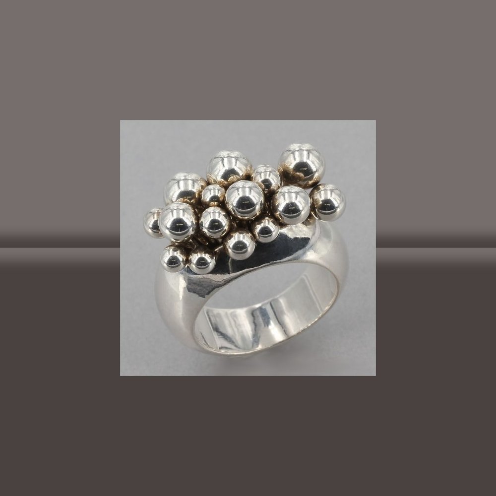 Silpada Ring Cha Cha Sterling Silver 1990s Orb Cluster